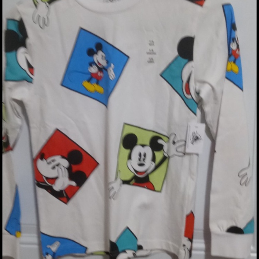 Disney Mickey Mouse Kids Long Sleeve Tee - White, Red, Blue, Green Size 7/8